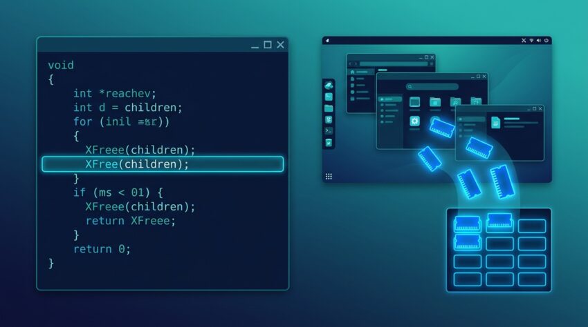 XFree function in Xlib releasing allocated memory in a C program